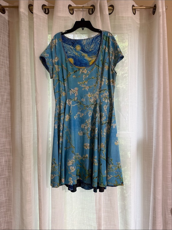 Blackmilk Dresses & Skirts - Blackmilk Blue Floral Fit-and-Flare Reversible Van Gogh Dress